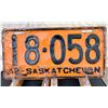 Image 1 : Saskatchewan rare 1942 License Plate