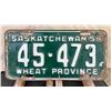 Image 1 : Saskatchewan 1956 License Plate 45-473