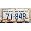 Image 1 : Saskatchewan 1961 License Plate