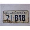 Image 2 : Saskatchewan 1961 License Plate
