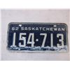 Image 2 : Saskatchewan 1962 License Plate