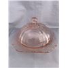 Image 1 : Pink Depression “New Madrid” Butter Dish and Lid