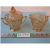 Image 2 : Jeanette Glass Iridized Iris & Herringbone Creamer and Sugar set