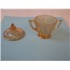 Image 4 : Jeanette Glass Iridized Iris & Herringbone Creamer and Sugar set