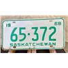 Image 1 : Saskatchewan 1968 License Plate 65-372