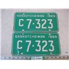 Image 2 : Saskatchewan 1969 Commercial (matched pair) License Plates