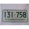 Image 2 : Saskatchewan 1974 License Plate 131-758 (near mint condition)