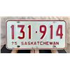 Image 1 : Saskatchewan 1975 License Plate 113-914 (very good condition)