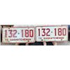 Image 1 : Saskatchewan 1975 (matched pair) License Plates 132-180