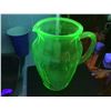 Image 2 : Green Depression Very rare “Royal Lace” Large Pitcher (cracked by handle)