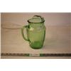 Image 3 : Green Depression Very rare “Royal Lace” Large Pitcher (cracked by handle)
