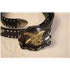 Image 3 : Beautiful High Quality Eagle Leather studded Belt with Golden Eagle Belt Buckle size 38