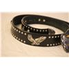 Image 4 : Beautiful High Quality Eagle Leather studded Belt with Golden Eagle Belt Buckle size 38