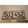 Image 1 : 1973 British Columbia License Plate