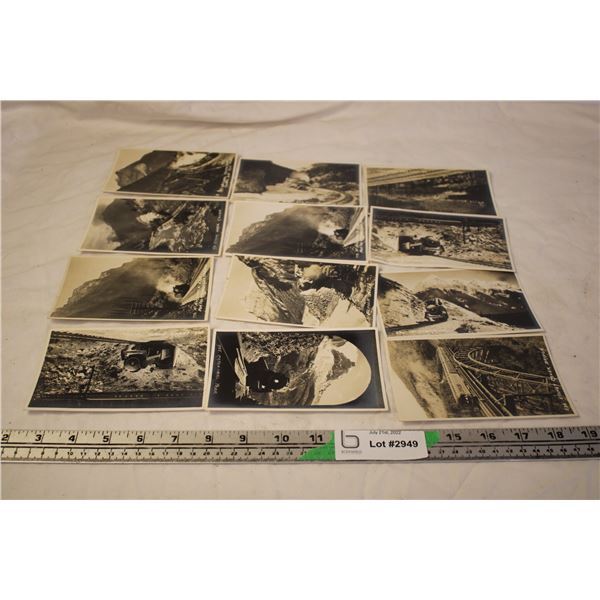 (12) pcs Vintage Photocards- Kicking Horse, Spiral Tunnels, Ross Peak, and Mount Stephen