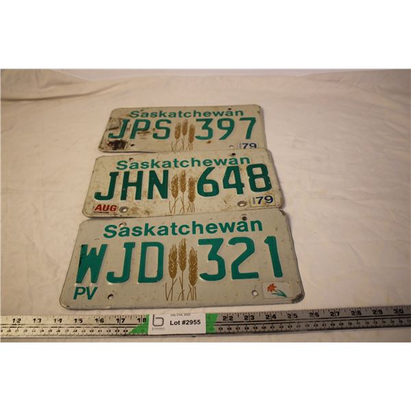 (3) Saskatchewan 1979, 1979, 1981 License Plates