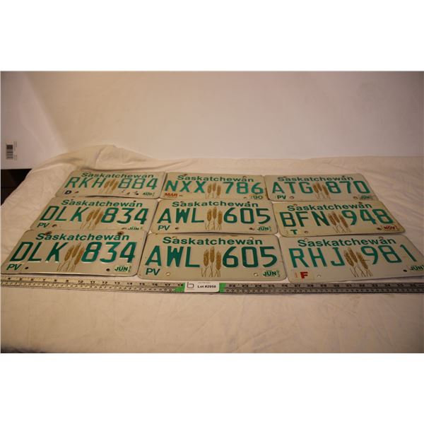 (9) Saskatchewan 1990, 1993, 1995, 1996 - License Plates