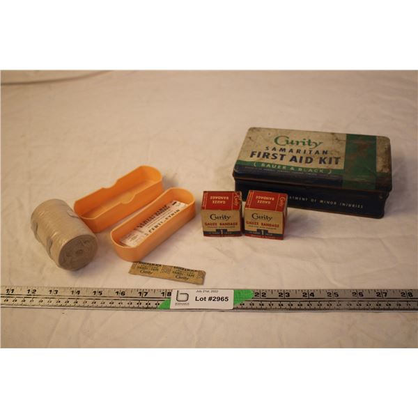 Vintage Curity Tin w/ Contents