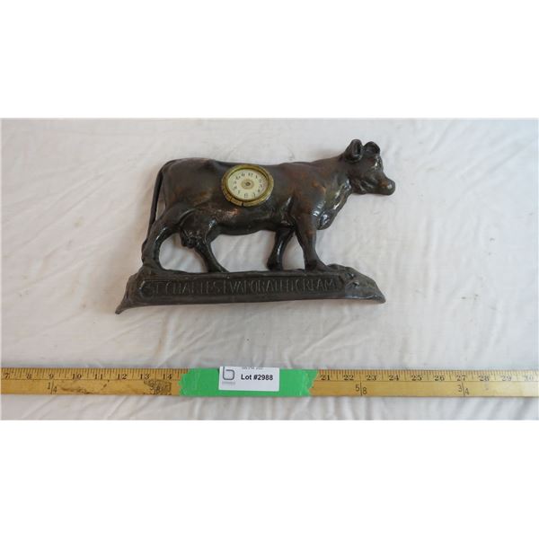 Cast Iron Advertising cow Clock