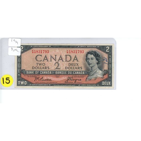 1954 Bank of Canada $2 *Devils Face*