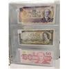 Image 4 : Binder of 6 Canadian bills 1967 $1, 1986 $2, 1954 $5, 1971 $10, 1954 $20, 1988 $50