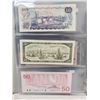 Image 5 : Binder of 6 Canadian bills 1967 $1, 1986 $2, 1954 $5, 1971 $10, 1954 $20, 1988 $50
