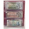 Image 2 : Binder of 6 Canadian bills 1973 $1, 1954 $2, 1979 $5, 1989 $10, 1979 $20, 1954 $50