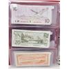 Image 5 : Binder of 6 Canadian bills 1973 $1, 1954 $2, 1979 $5, 1989 $10, 1979 $20, 1954 $50
