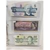 Image 4 : Binder of 6 Canadian bills 1900 25 cents, 1973 $1, 1954 $2, 1986 $5, 1954 $10, 1991 $20