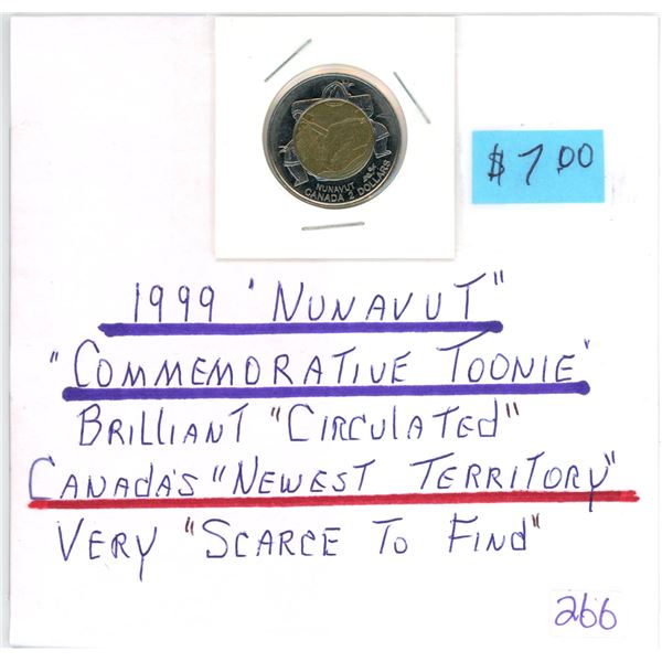 1999 Nunavut commemorative toonie Canadian two dollar $2.00