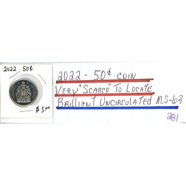 2022 50¢ fifty cent coin BU Ms-63