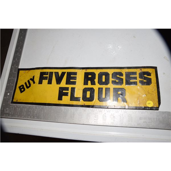 Antique Five Roses Flour Tin Sign - Schmalz Auctions