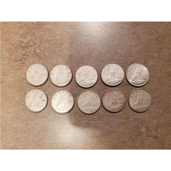 10 Canadian Silver Dimes