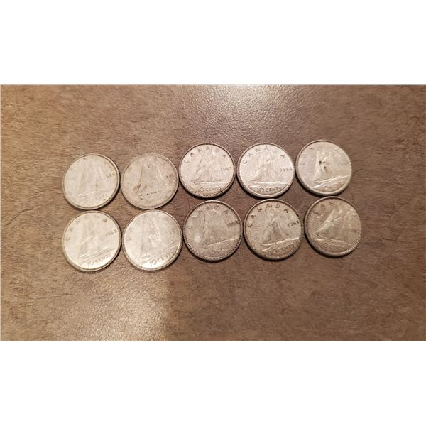 10 Canadian Silver Dimes