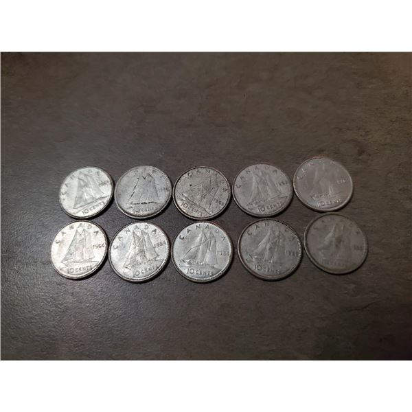 10 Canadian Silver Dimes