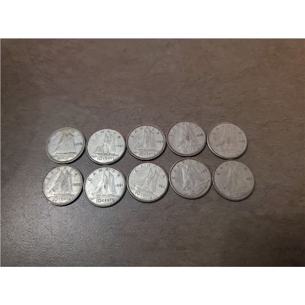 10 Canadian Silver Dimes