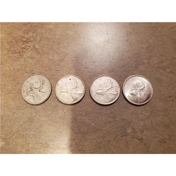 4 Canadian Silver 25 cents