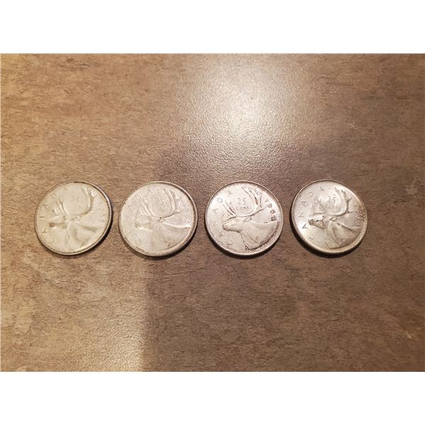 4 Canadian Silver 25 cents