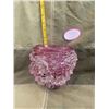 Image 1 : Beautiful pink, bubbled exterior, signed, art glass vase. Interior, fine cracks.