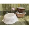 Image 2 : 2 vintage, small pyrex, woodland pattern, nesting bowls, and Pyrex, Laura Ashley tulip casserole dis