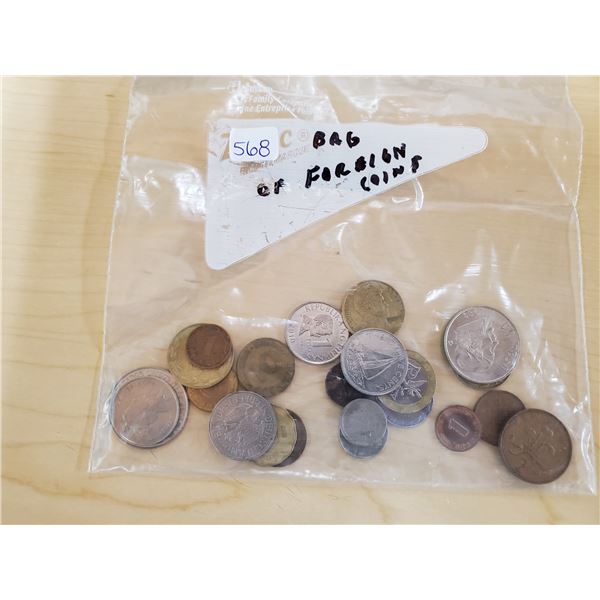 bag of foreign world coins