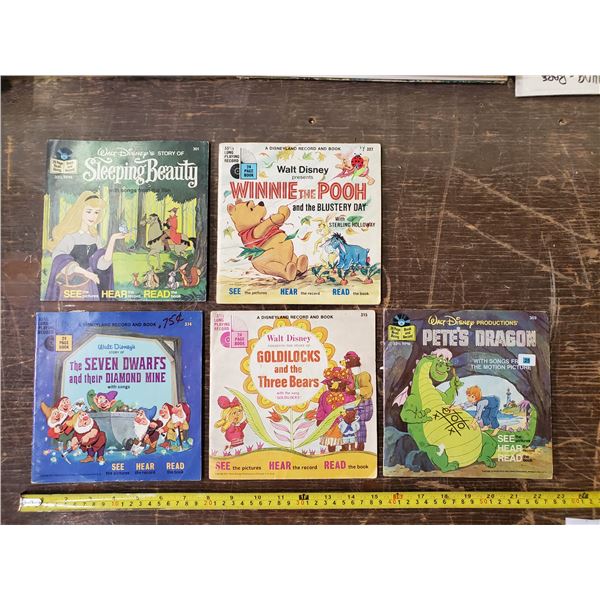 5 vintage Disney record story book sets