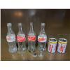 Image 1 : 4 glass coca-cola bottles, 2 coca cola light mini cans, & 2 bottlecaps