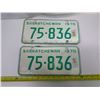 Image 1 : 2x 1970 SK Licence Plates 75-836