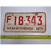 Image 1 : 1971 SK Licence Plate F18343