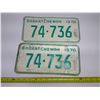 Image 1 : 2x 1970 SK Licence Plates 74-736