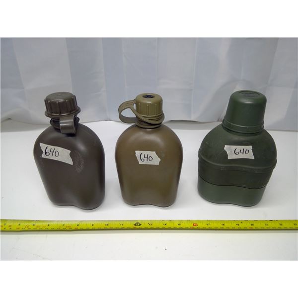 3 Military Canteens (2 Plastic)