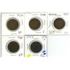 Image 1 : (5) Lot of Canadian 1¢ Coins (Years: 1898, 1905, 1905, 1908, 1910)