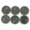 Image 2 : (6) Canadian 25¢ Coins