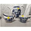 Image 1 : (3) Antique England Blue & White Set (Pitcher, Cream, & Cup)